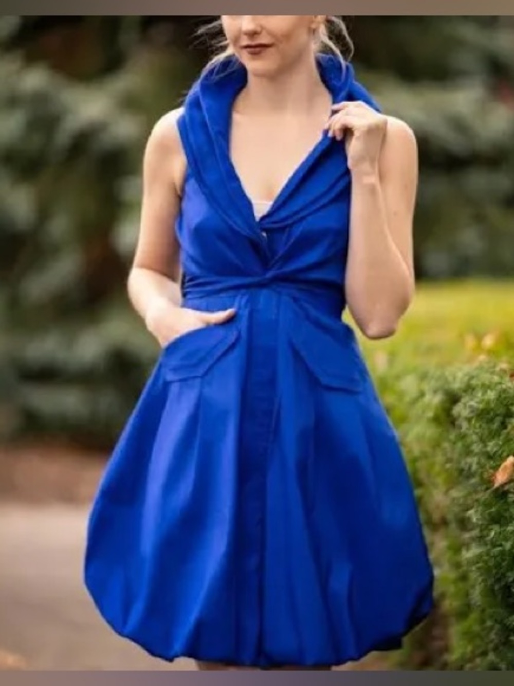 Samuel Dong Classic Bubble Dress S16150 Blue Small